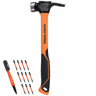 Klein Tools 832-26 Lineman's Claw Milled Hammer with Free Marker Set